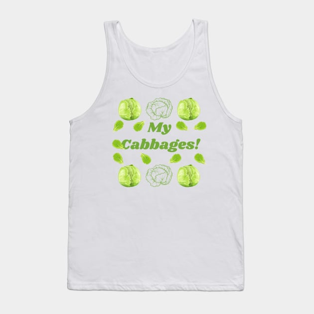 My Cabbages Pattern | Botanical Art | Green Vegetables | Gifts for Plant Lovers | Gifts for Vegetarians Tank Top by mschubbybunny